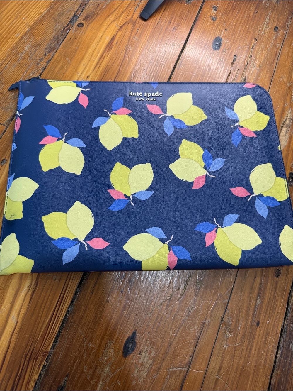kate spade Navy Cameron Lemon Zest Floral Zip Laptop Sleeve Pouch